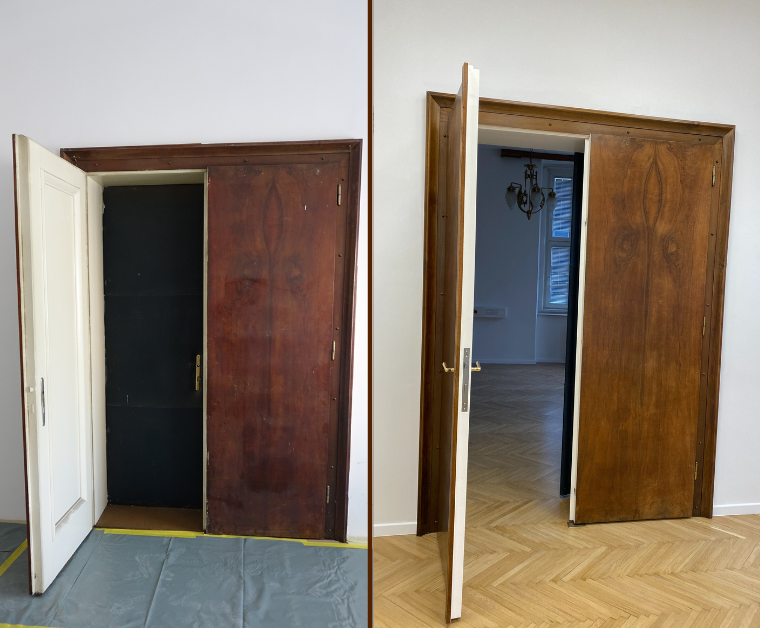 Furnirana vrata PRED in PO Restavriranju