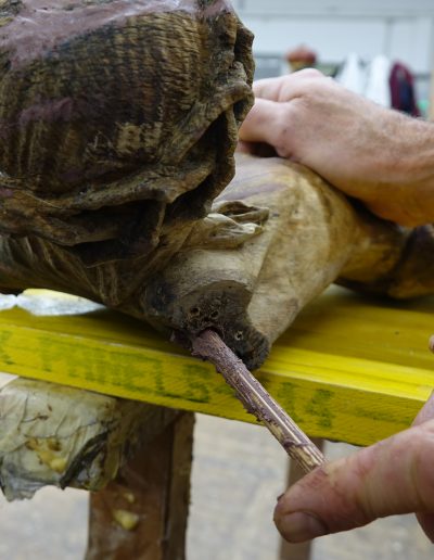 Menjava kovinskega tujka z macesnovim moznikom