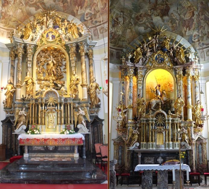 Glavni oltar PRED in PO Restavriranju