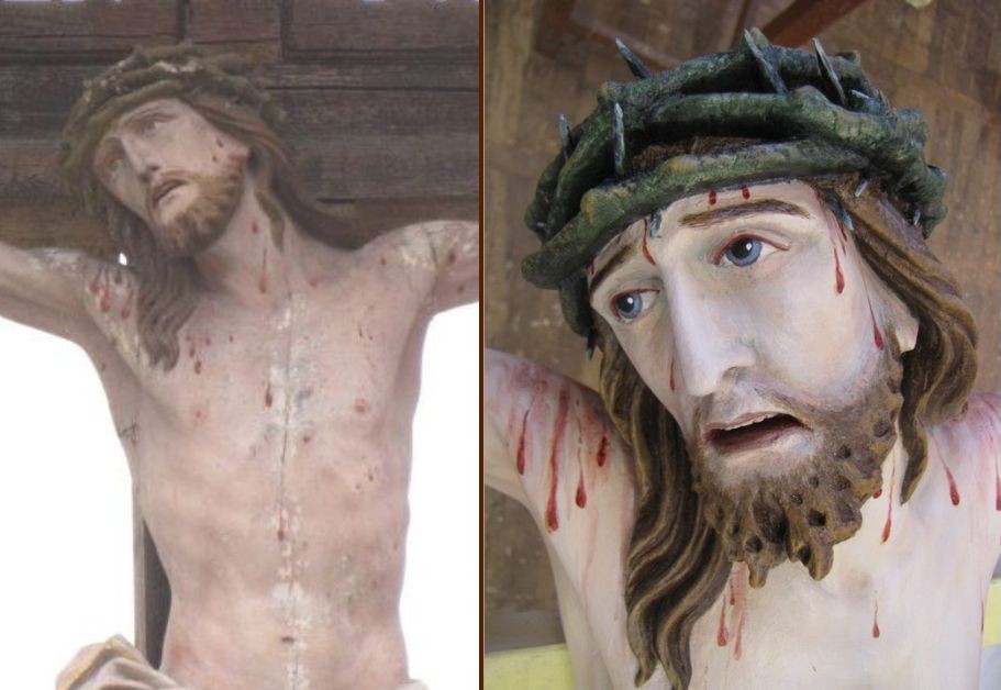 Leseno razpelo PRED in PO Restavriranju